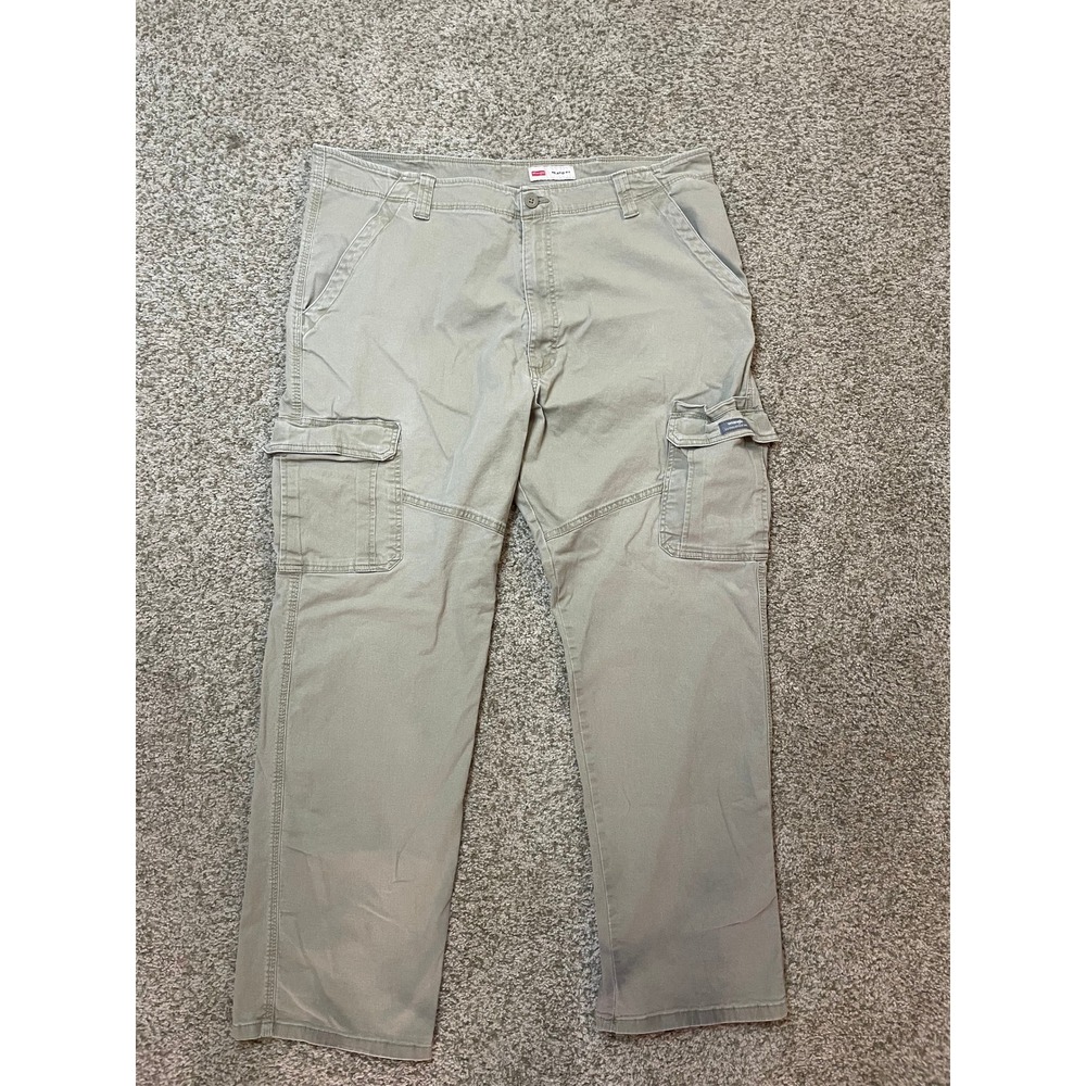 Wrangler Relaxed Fit Cargo Pants Mens 40x32 Khaki Tan Cotton